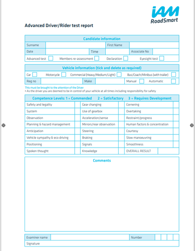 Show details for Advanced Driver / Rider test report Laminate..