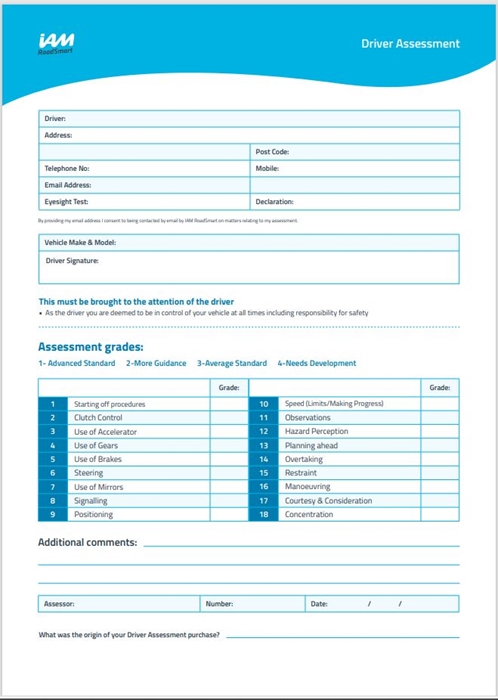 Show details for Driver Assessment Pad LAMINATE.