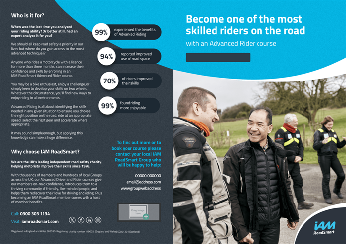 Show details for Advanced Rider Course - A5 4-page Leaflet - Editable